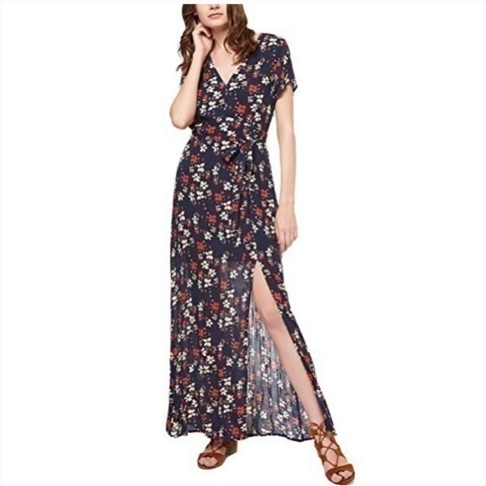 Floral Maxi Dress - Navy and Red